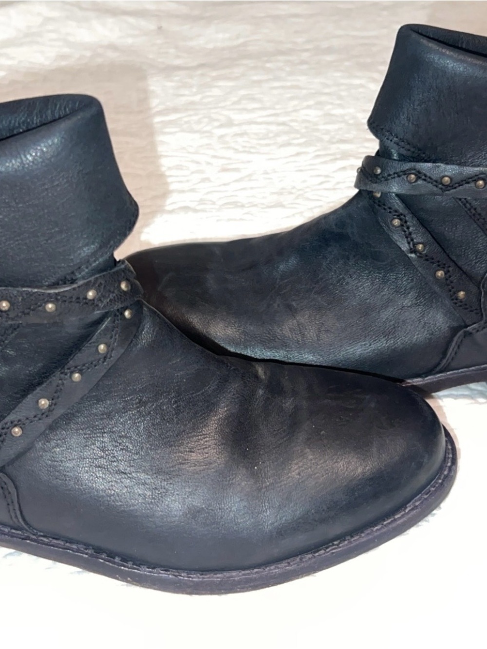 Free People Black Stud-Accent Leather Ankle Booties